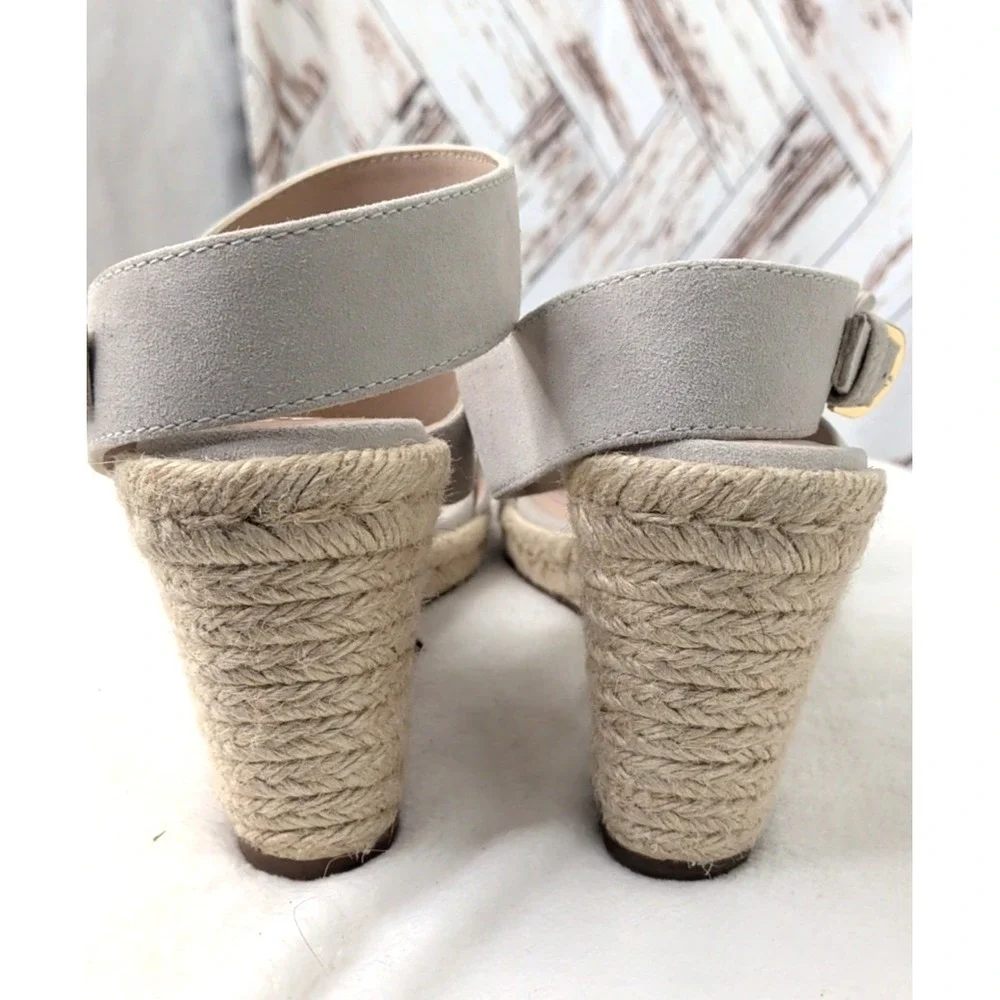 Stuart Weitzman Light Gray Suede Strap Espadrille